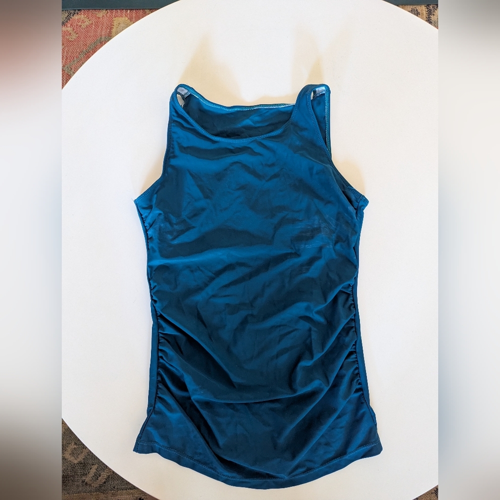 Women’s Teal High-Neck Tankini Top